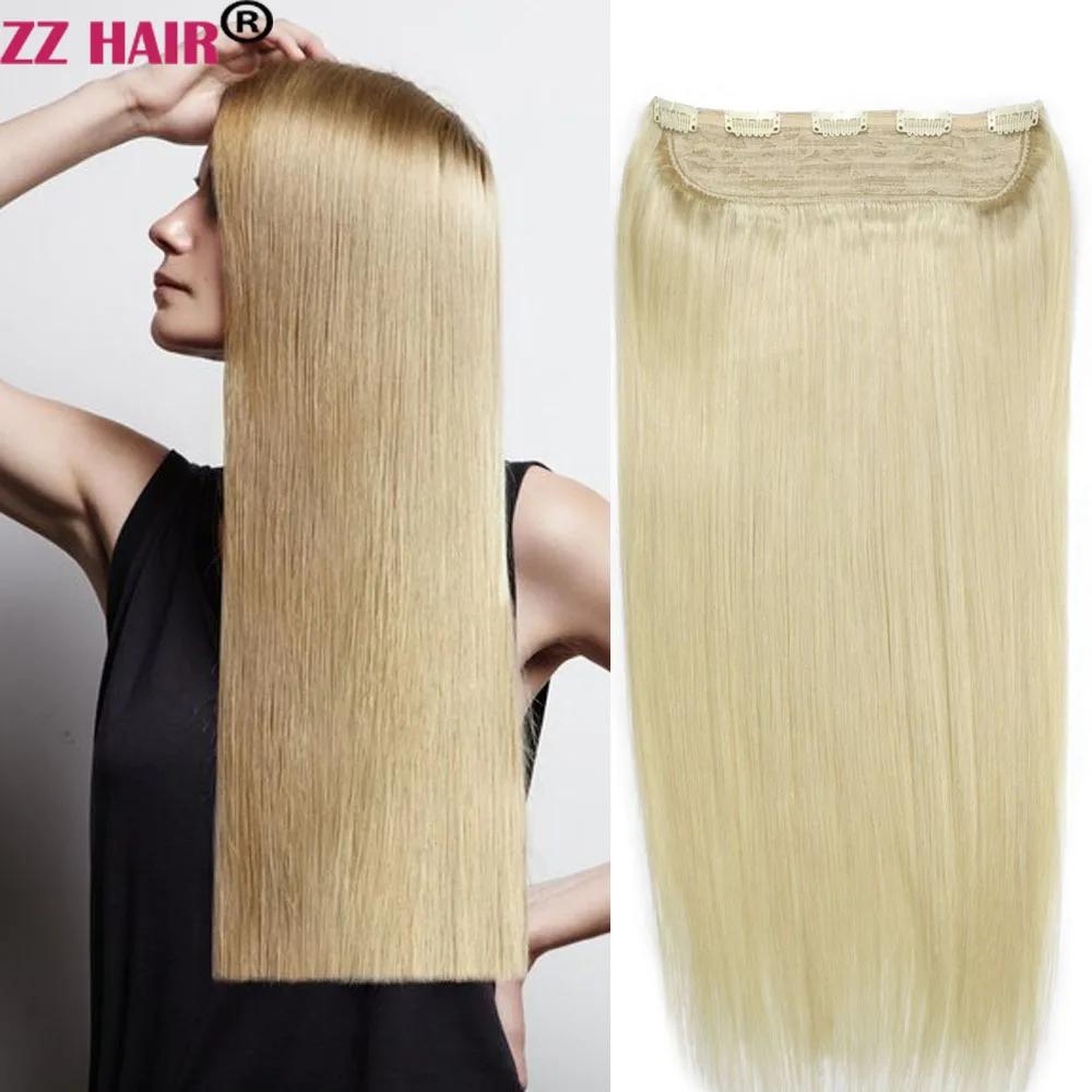 ZZHAIR 100% Brazilain Human Remy Hair Extensions 16-24 1pcs Set 80g-200g 5 Clips in One Piece Natural Straight